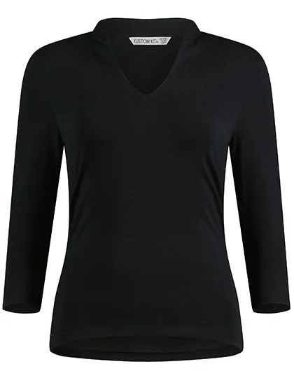 Regular Fit Mandarin Collar Top 3/4 Sleeve