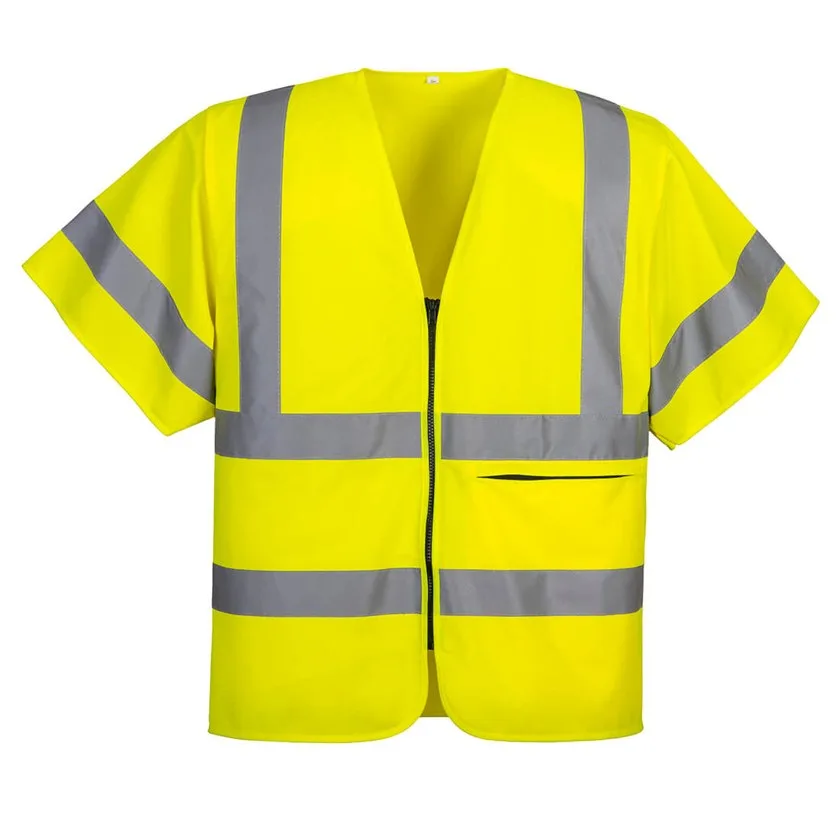 Hi-Vis Weste mit Schulterreflexband und Reißverschluss kurzarm
