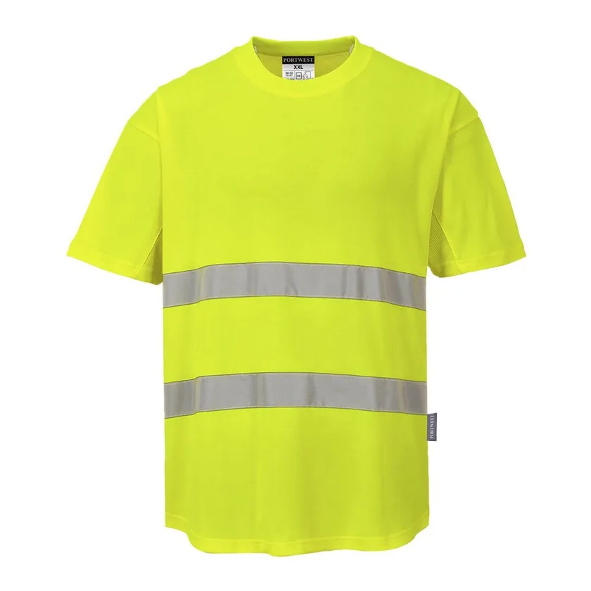 Hi-Vis Cotton Comfort T-Shirt mit Mesheinsatz kurzarm