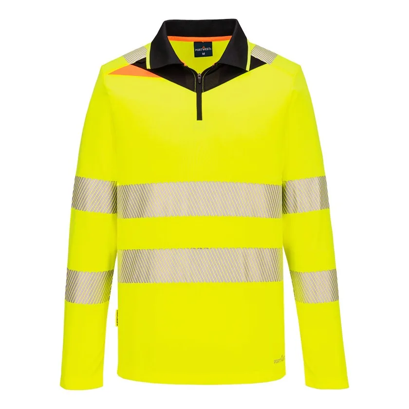 DX4 Hi-Vis Polo Shirt mit Reißverschluss langarm