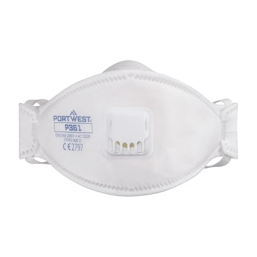 Dreifach gefaltete Dolomit Atemschutzmaske mit Ventil, FFP3 (10er-Pack)