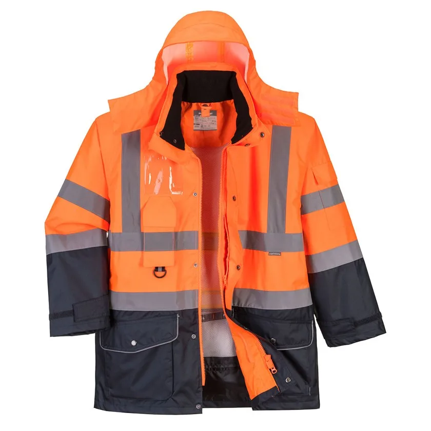 Hi-Vis 7-in-1 Kontrast Verkehrsjacke atmungsaktiv