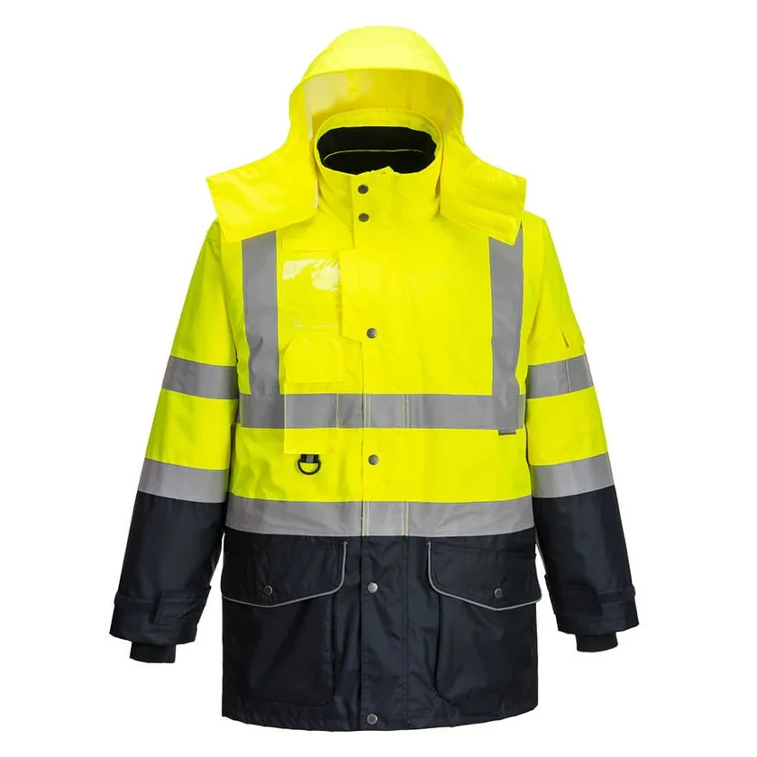 Hi-Vis 7-in-1 Kontrast Verkehrsjacke atmungsaktiv