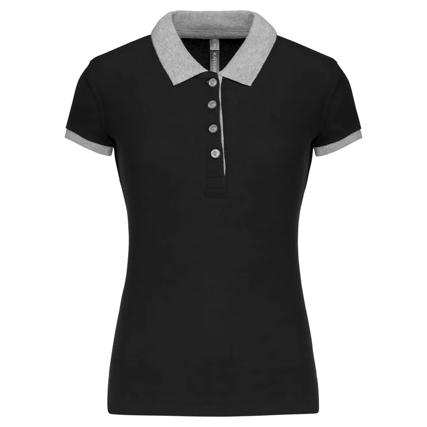 Zweifarbiges Piqué-Polohemd für Damen