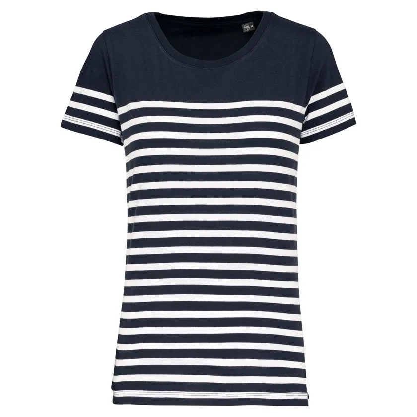 T-Shirt im Marine-Stil mit Rundhalsausschnitt Bio Damen