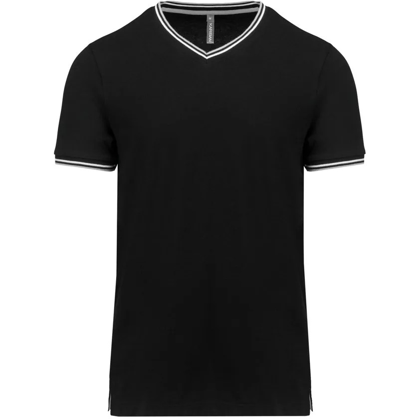 Herren T-Shirt aus Piqué-Trikot mit V-Ausschnitt