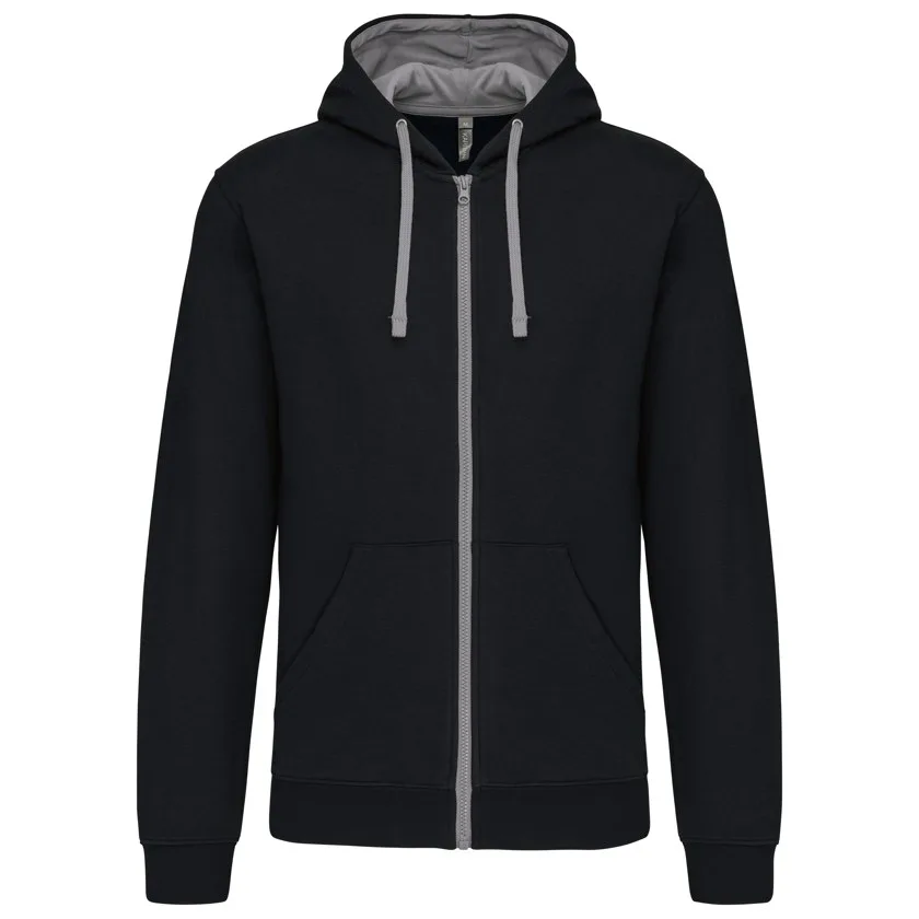 HERREN-KAPUZENSWEATSHIRT BICOLOR mit Reißverschluss