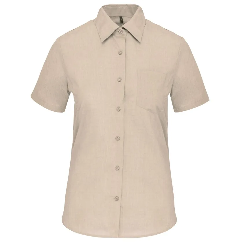 Popeline-Kurzarmhemd Baumwollpolyester pflegeleicht für Damen