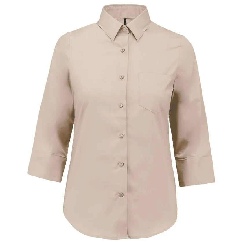 Popeline Hemd Baumwollpolyester 3/4-Ärmel pflegeleicht für Damen