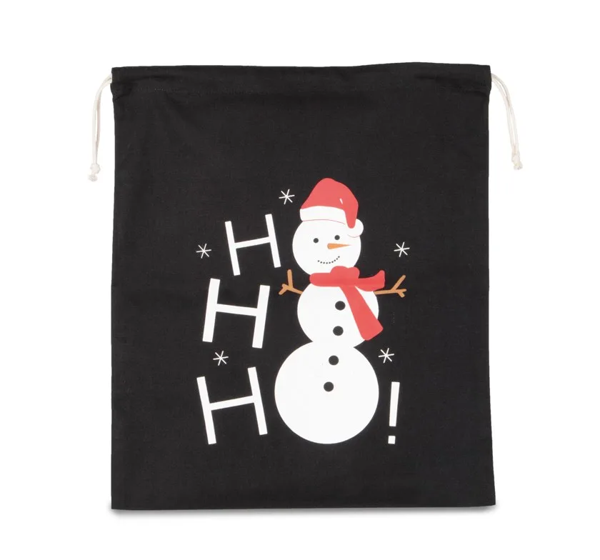 Baumwolltasche mit Kordelzug und Schneemannmotiv