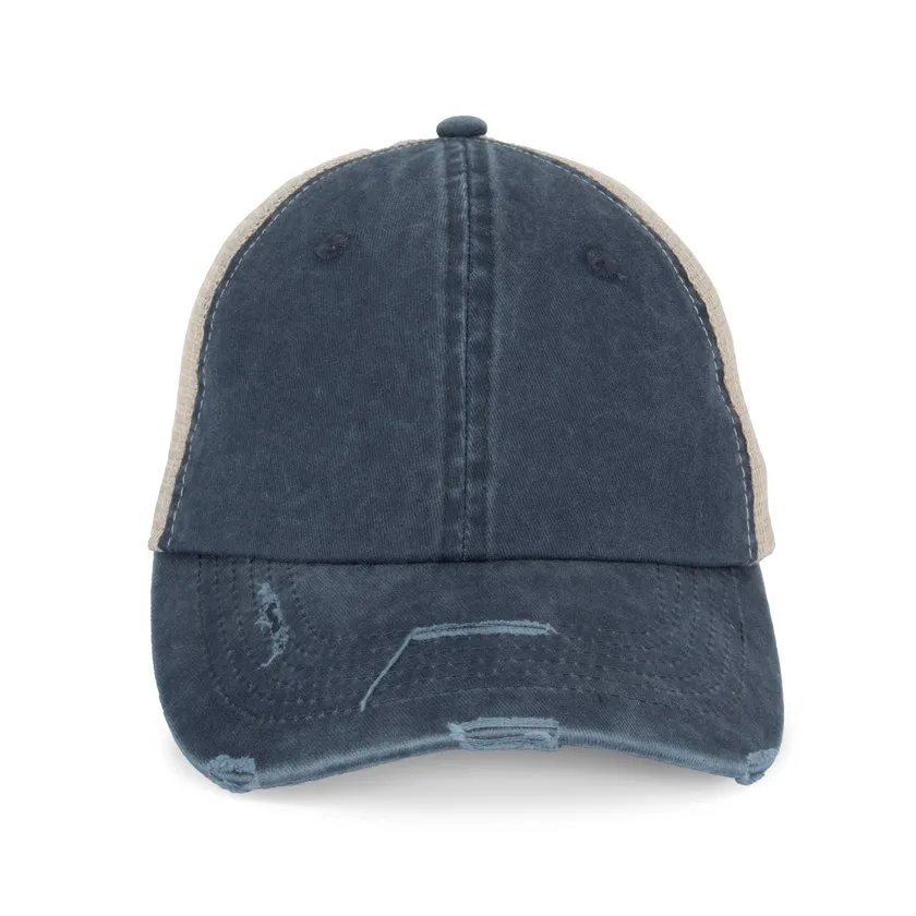 Umweltfreundliche Unisex Trucker-Cap im zerrissenen Look
