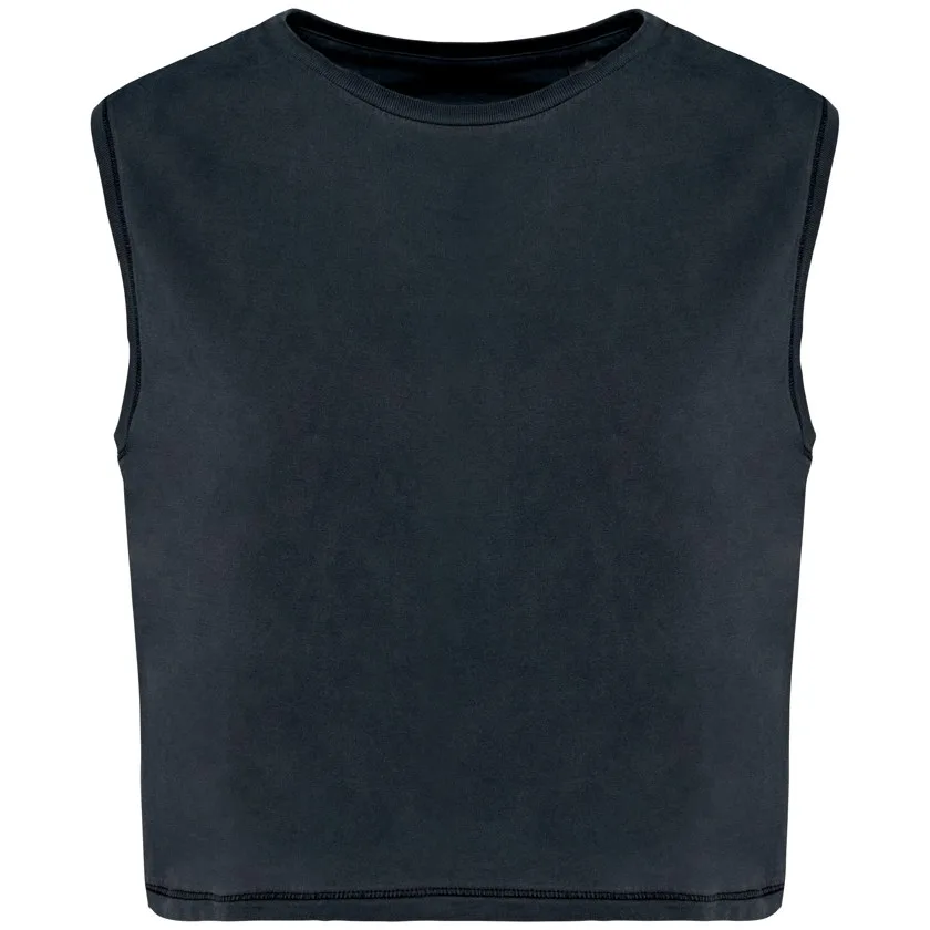 Umweltfreundliches ärmelloses Cropped Damen-T-Shirt