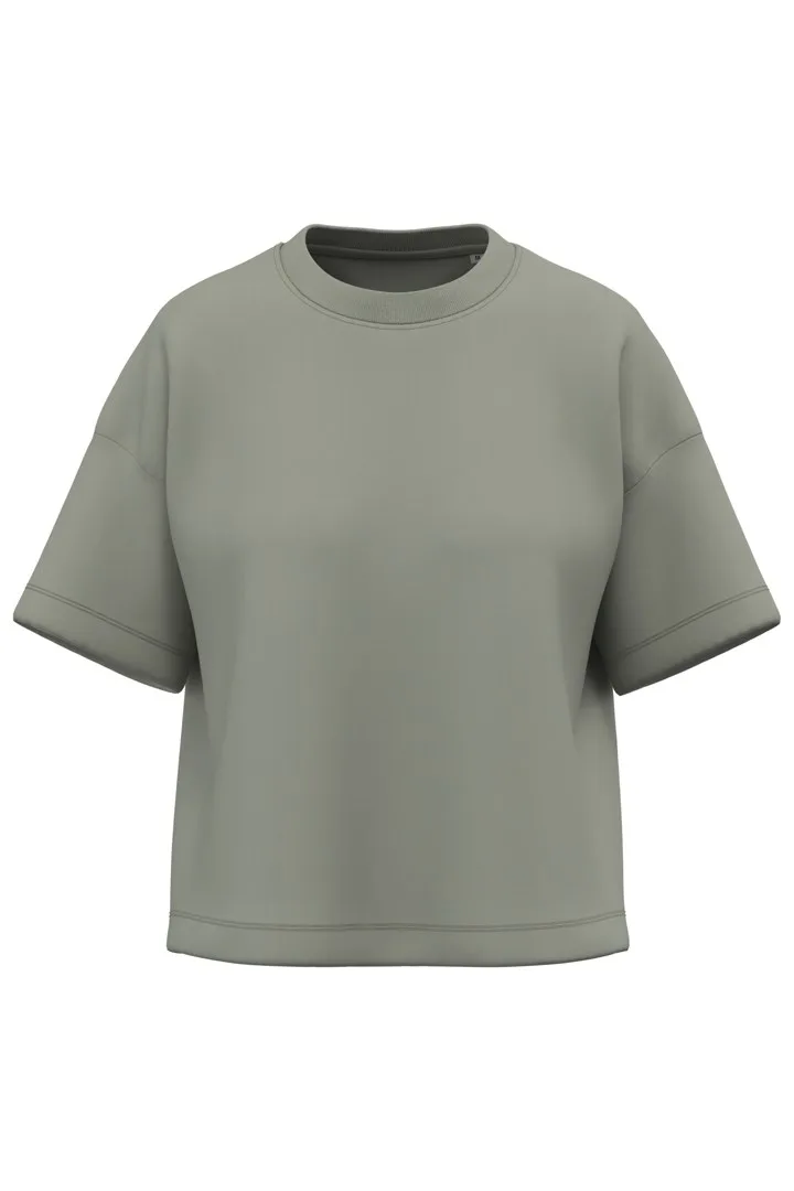 Umweltfreundliches Boxy-T-Shirt mit überschnittener Schulterpartie für Damen