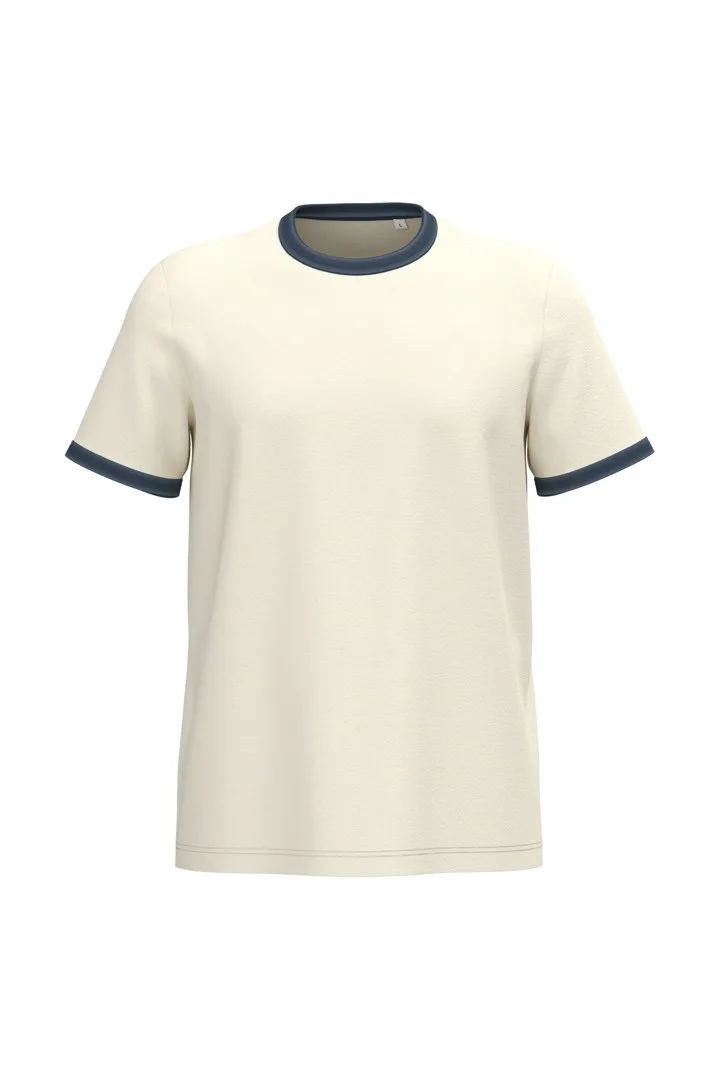 Umweltfreundliches Ringer-T-Shirt mit kontrastierenden Kanten und verwaschenem Effekt für Herren