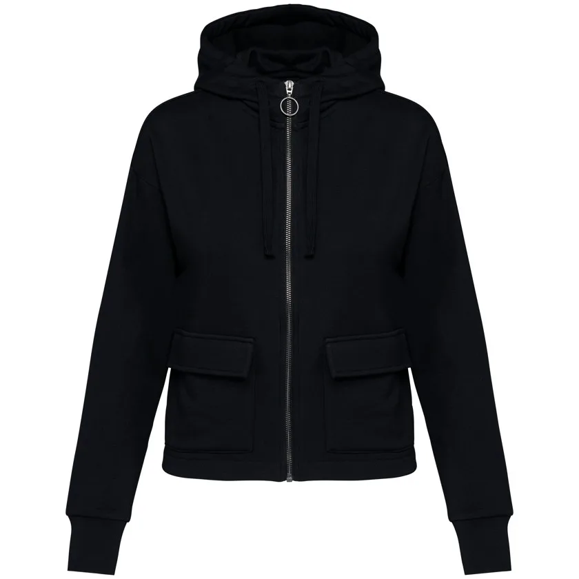 Umweltfreundliches Damen-Kapuzensweatshirt aus French Terry mit Reißverschluss