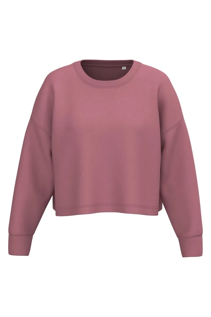 Damen Cropped-Sweatshirt mit Rundhalsausschnitt