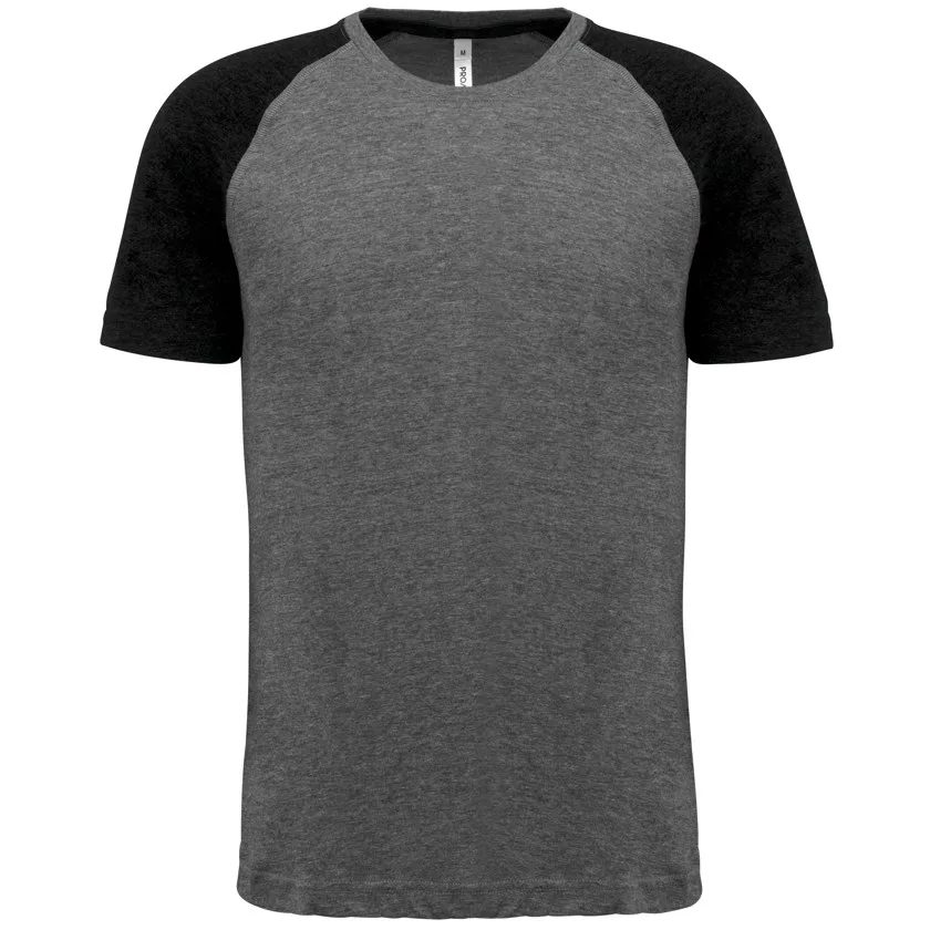 Zweifarbiges Triblend Sport-T-Shirt mit kurzen Ärmeln für Erwachsene