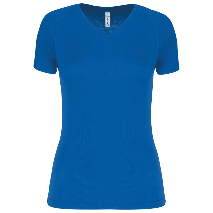 Damen Kurzarm-Sportshirt mit V-Ausschnitt