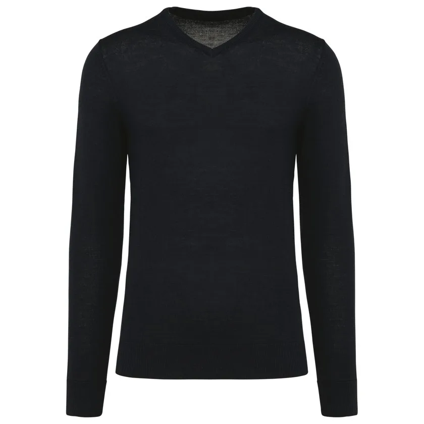Merino-Herrenpullover mit V-Ausschnitt