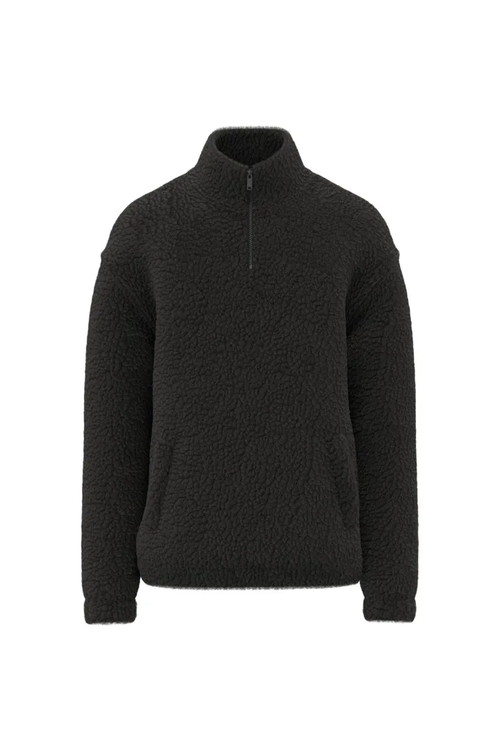 Unisex-Sweatshirt mit 1/4-Reißverschluss und überschnittenen Schultern aus Sherpa-Material