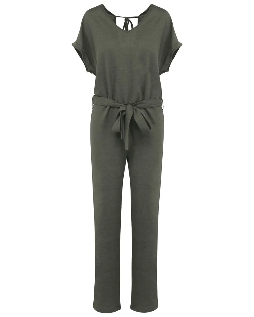 Overall aus Leinenstrickstoff mit kurzen Ärmeln für Damen