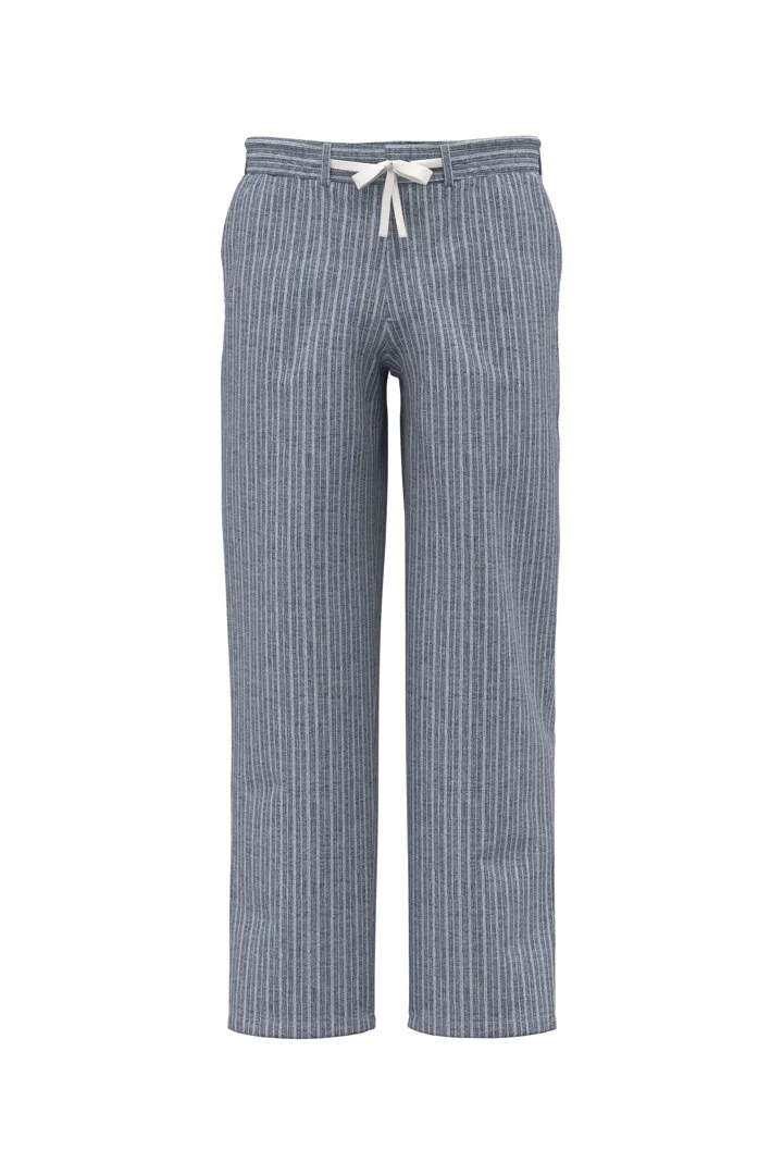 Navy Blue Chambray / White Stripes