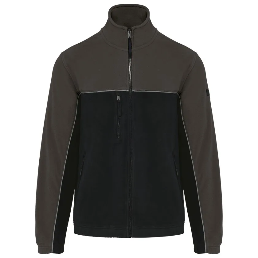 Zweifarbige, umweltfreundliche Unisex-Fleecejacke