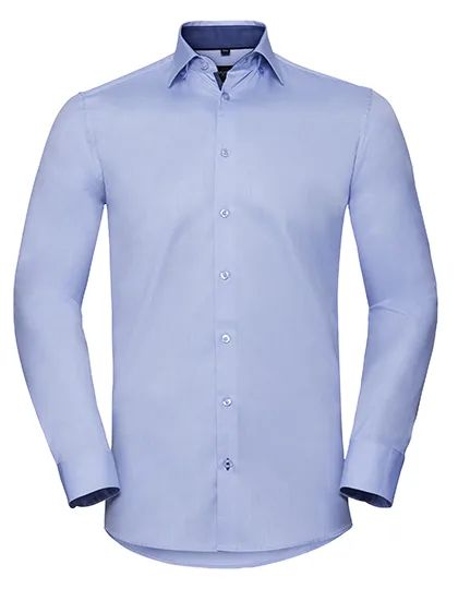 Men's Long Sleeve Tailored Contrast Herringbone Shirt