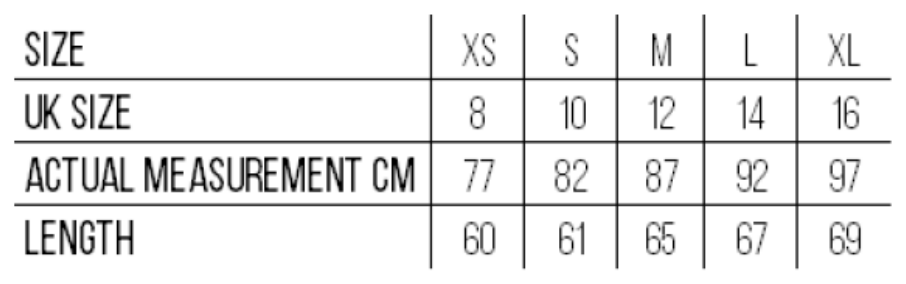 Maßblatt des Herstellers zu Women´s Marinière Coastal Long Sleeve Tee mit den Maßen je Größe