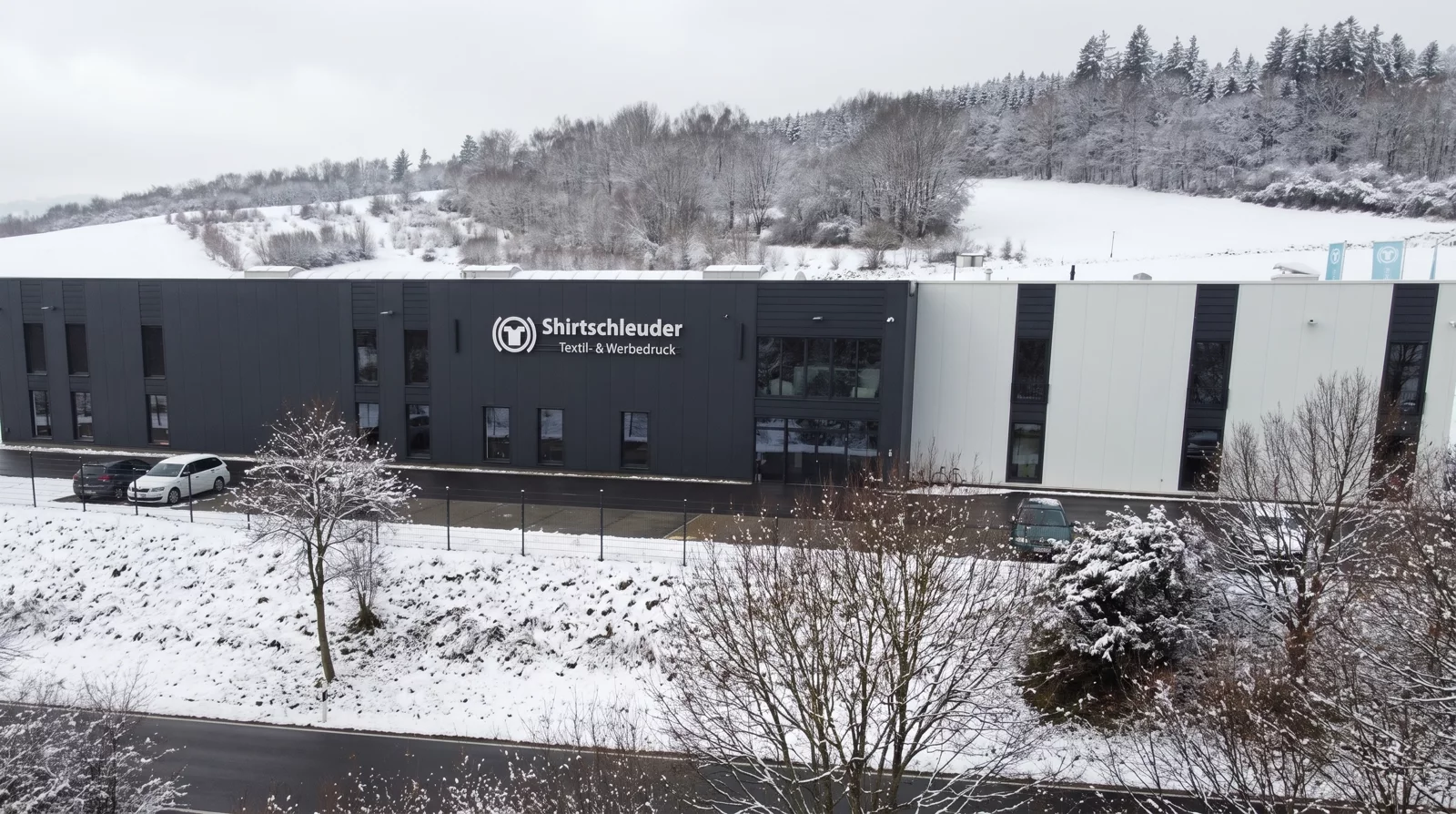 Das Shirtschleuder-Gebäude in Ilmenau aus der Luft