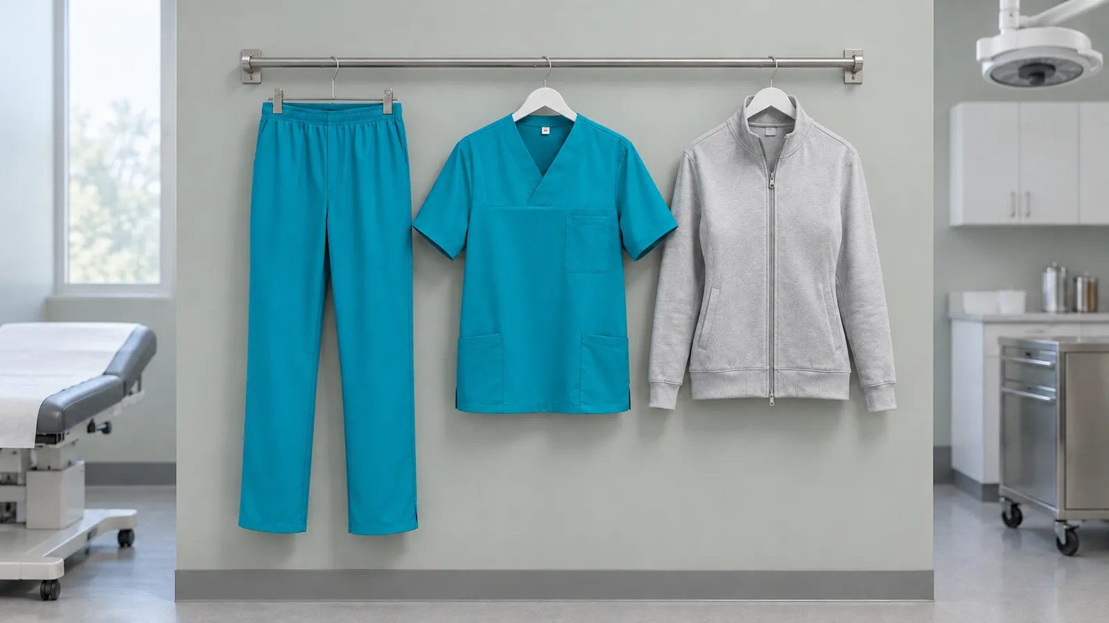 Damenausstattung: Unisex OP-Schlupfhose, Schlupfkasack, Damen Workwear Sweatjacke Soft-Face.