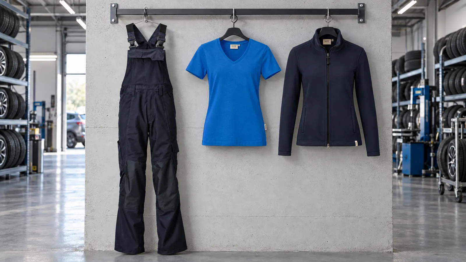 Damenausstattung: Latzhose mit Knietaschen Accelerate, Damen V-Shirt MIKRALINAR®, Damen Fleecejacke ECO.