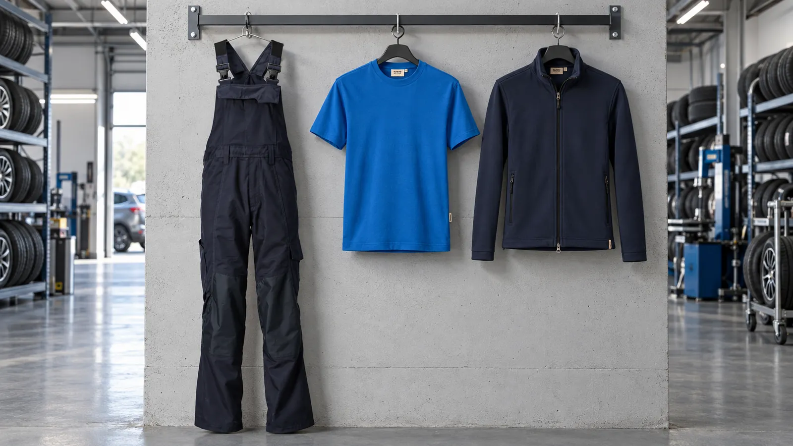 Herrenausstattung: Latzhose mit Knietaschen Accelerate, T-Shirt MIKRALINAR®, Fleecejacke ECO.