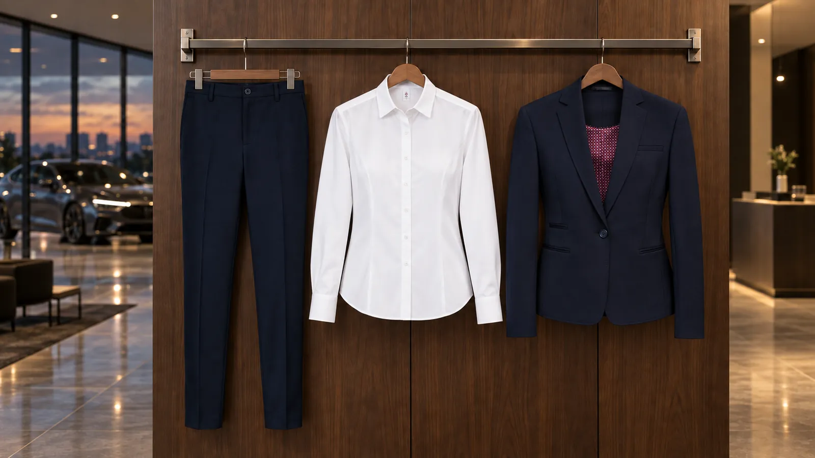 Damenausstattung: Women´s Suit Pants Gabin, Women´s Blouse Regular Fit Long Sleeve, Ariel Jacket.