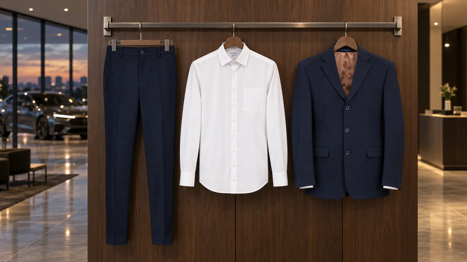 Herrenausstattung: Men´s Suit Pants Gabin, Men´s Shirt Regular Fit Long Sleeve, Langham Jacket.