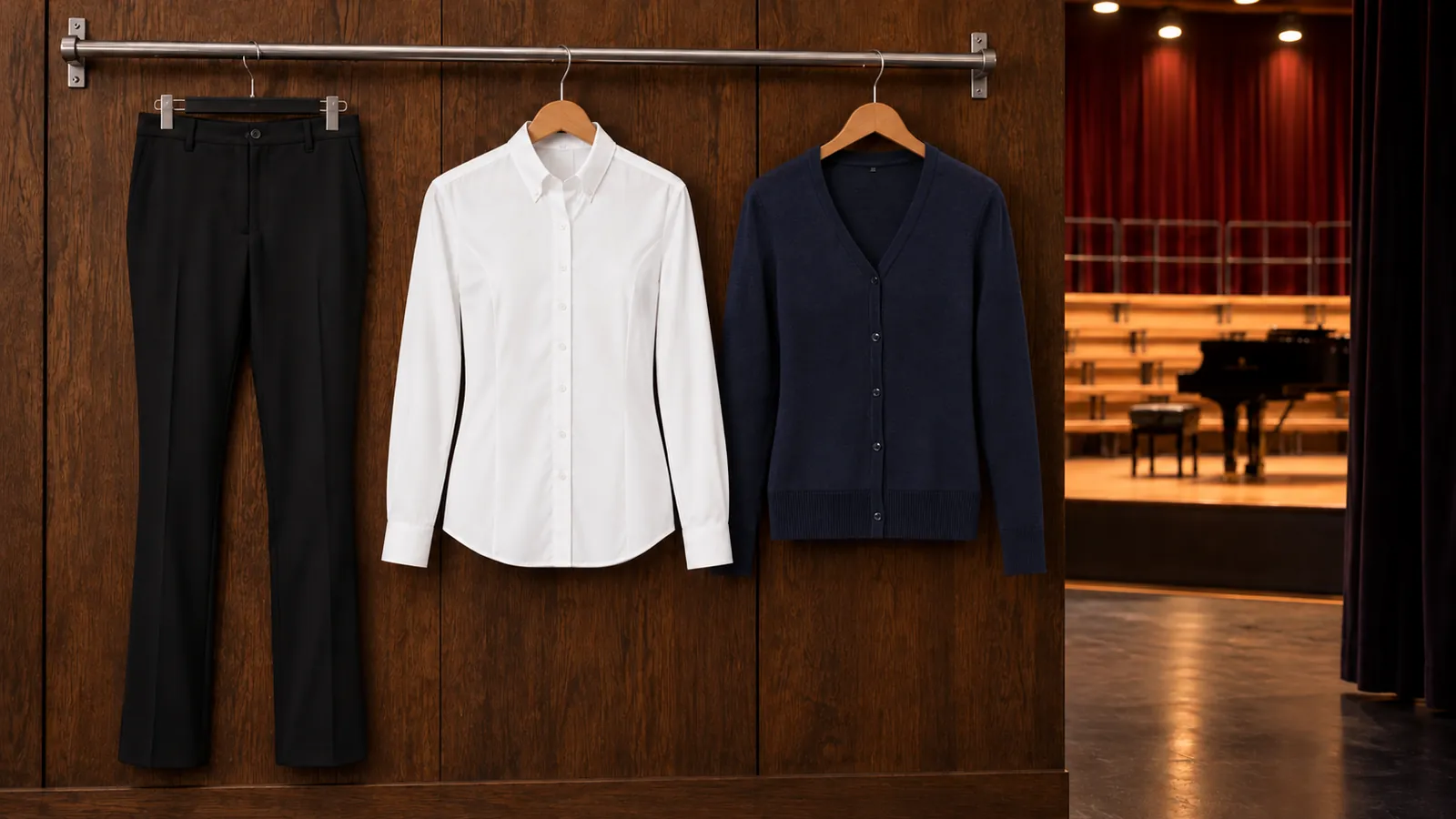 Damenausstattung: Women´s Suit Pants Gabin, Bluse Natural Stretch, Damen Supima® Cardigan.