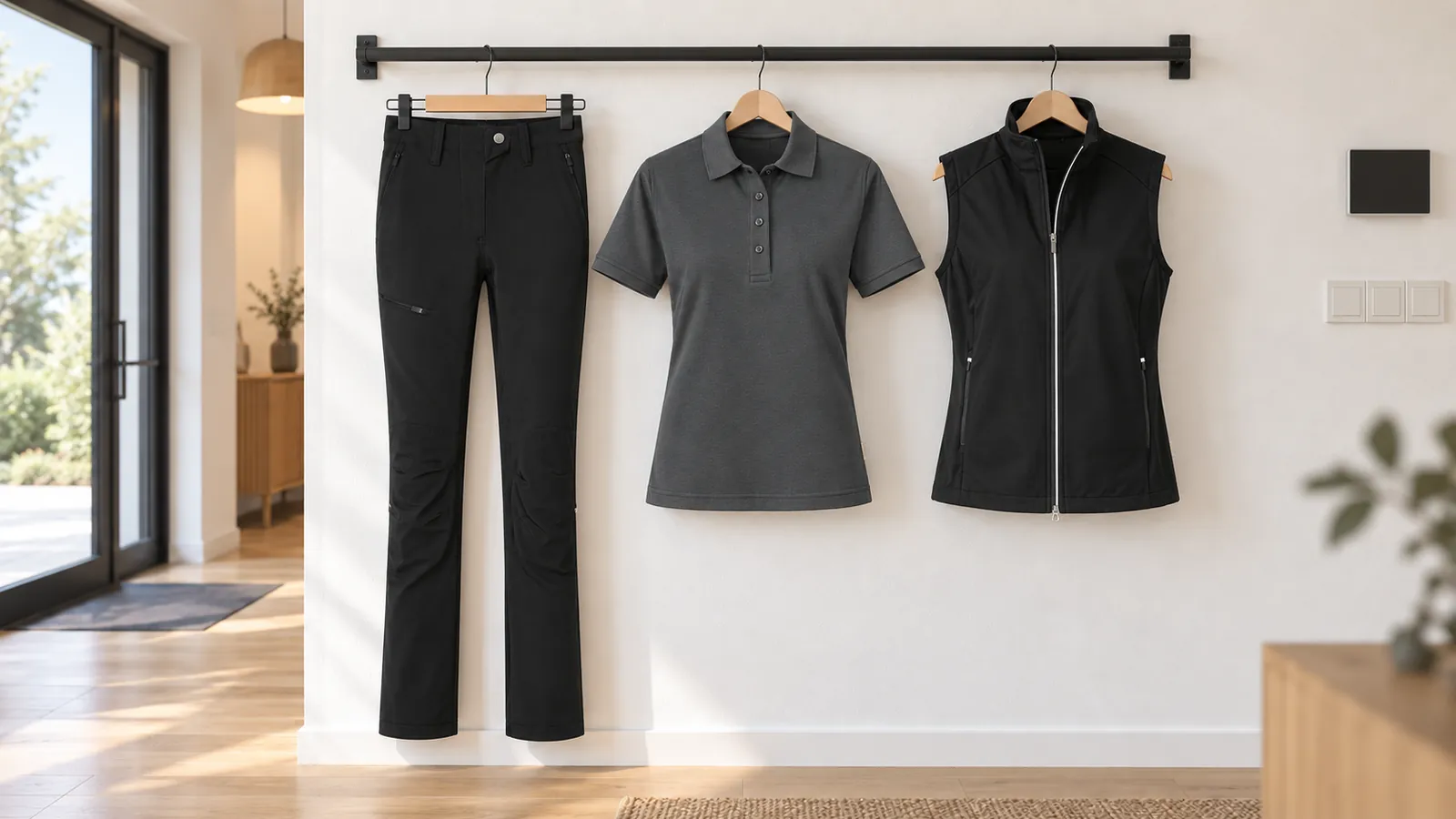 Damenausstattung: Damen Funktionshose X-Stretch, Damen Poloshirt MIKRALINAR®, Damen Light-Softshellweste.