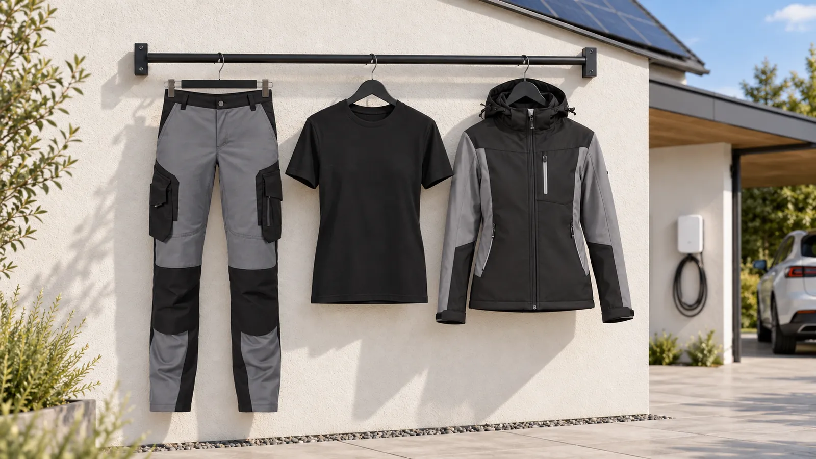 Damenausstattung: Annette — Arbeitshose Damen, Melanie — T-Shirt, Julia — Softshelljacke.