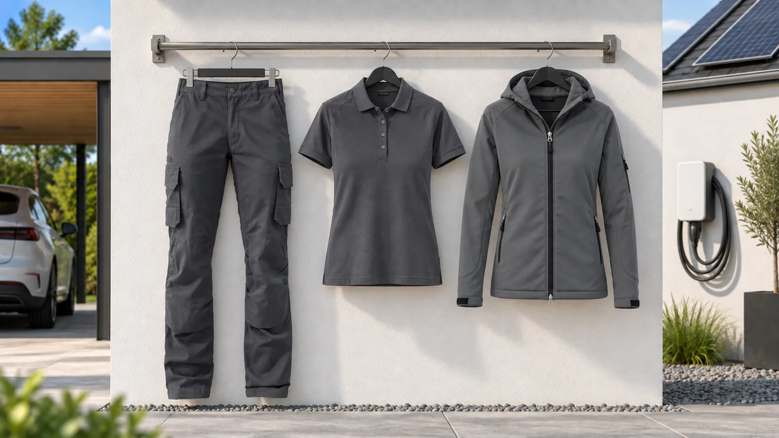 Damenausstattung: Damen Industrie Arbeitshose Stretch 7106, Damen Poloshirt 3390, Damen Softshelljacke.