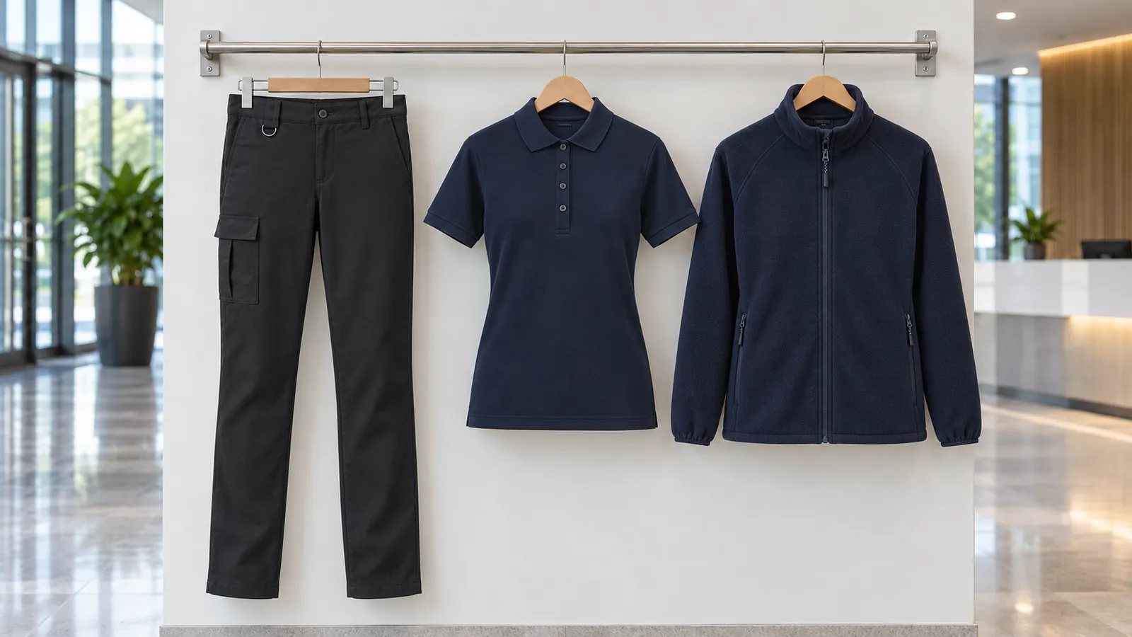 Damenausstattung: Nantes Cargo Trouser, Laurel Pro-Active Polo, Clare Pro-Active Fleece Jacket.