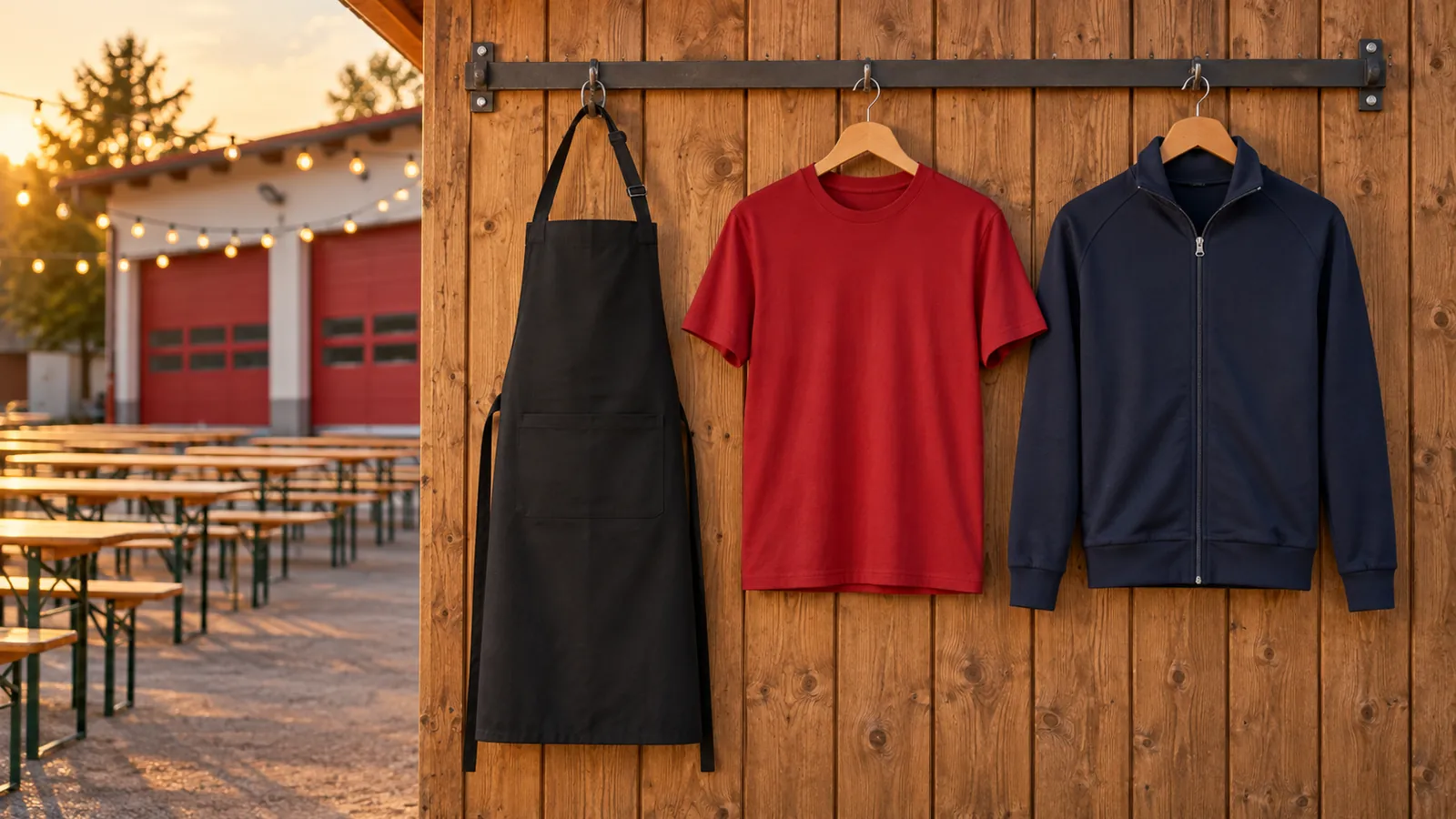 Herrenausstattung: Latzschürze Basic mit Tasche und Schnalle, Creator 2.0 — Das Iconic Unisex-T-Shirt, Sweatjacke Premium.
