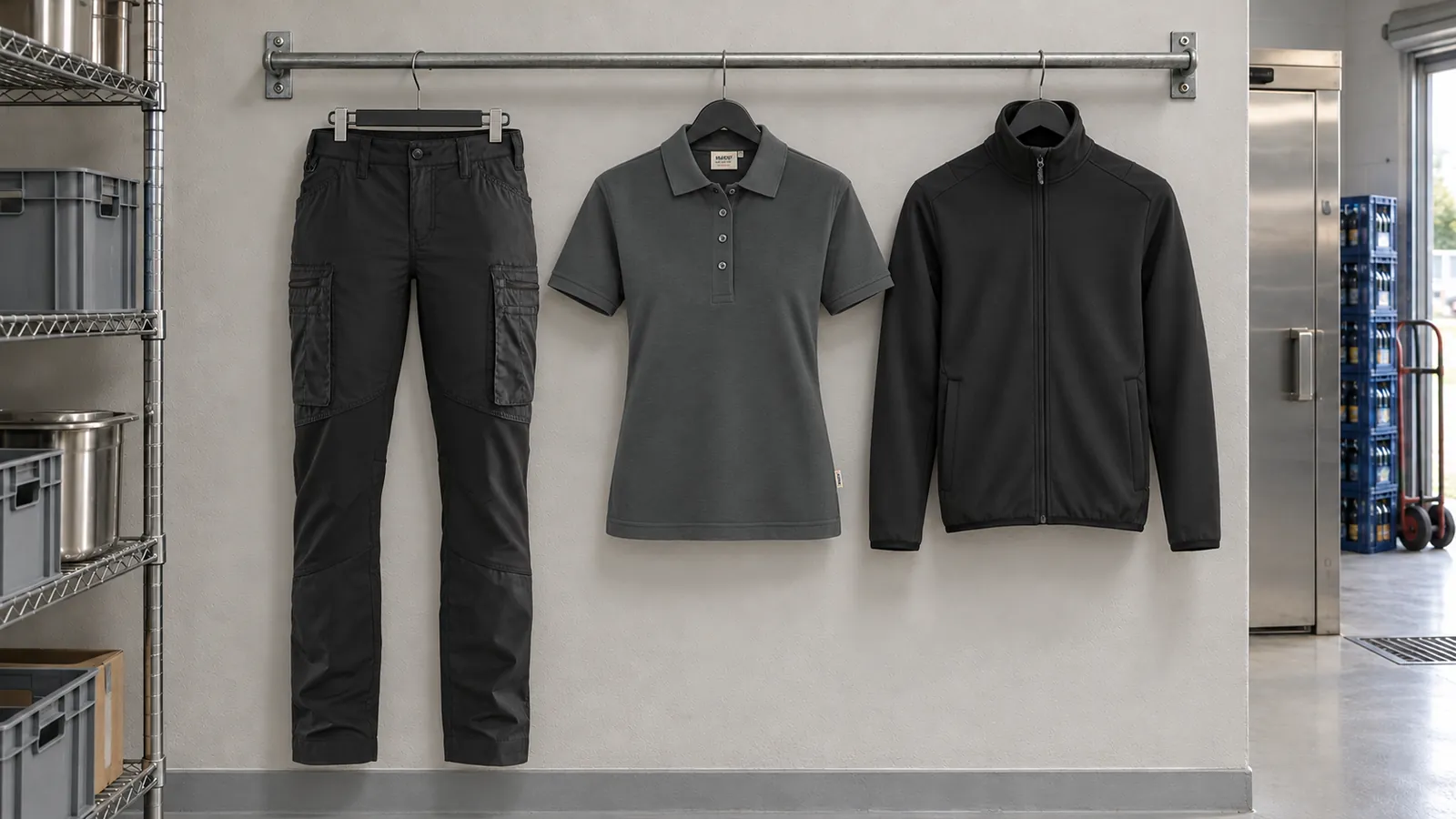 Damenausstattung: Damen Service Arbeitshose mit Stretch 7159, Damen Poloshirt MIKRALINAR®, Fleecejacke Customized.