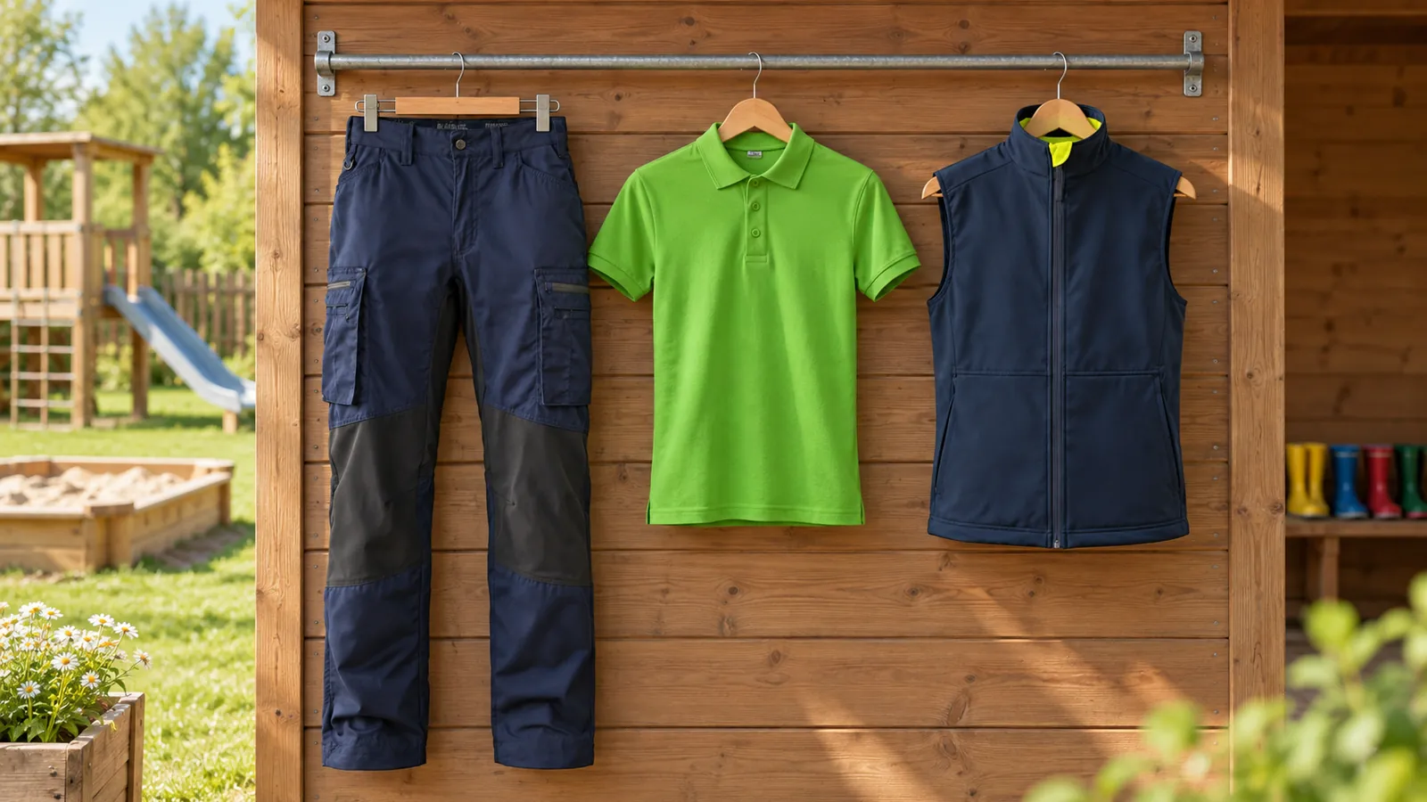 Herrenausstattung: Service Arbeitshose Stretch 1459, Pique Polo — Polohemd Herren, Vision — Softshellweste Herren.