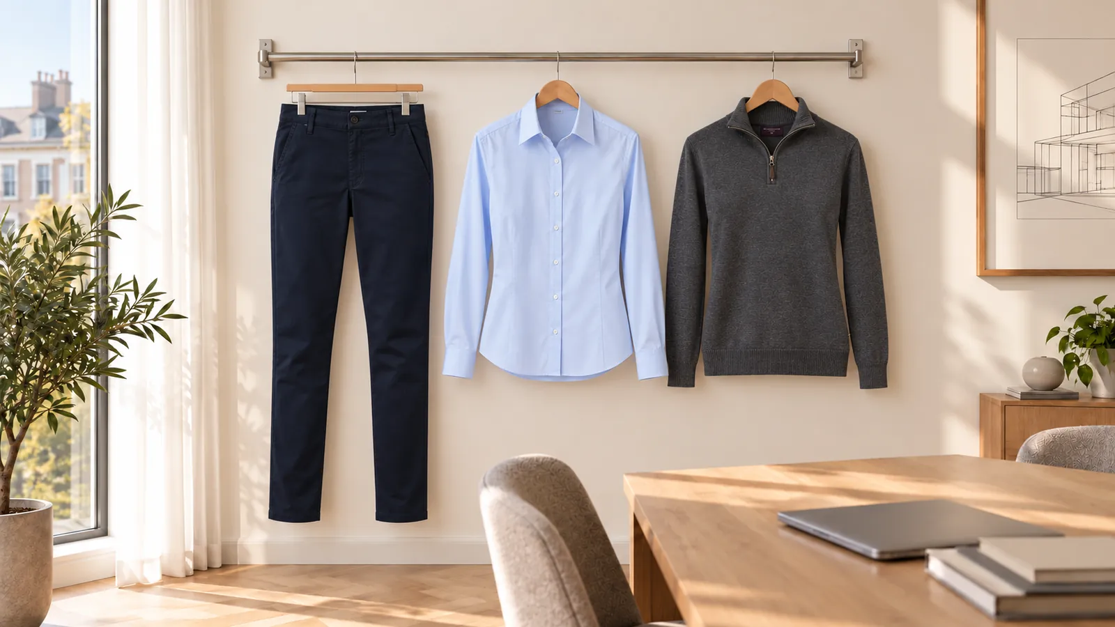 Damenausstattung: Liberty Slim Leg Chino, Palena Blouse, Taylor 1/4 Zip Jumper.