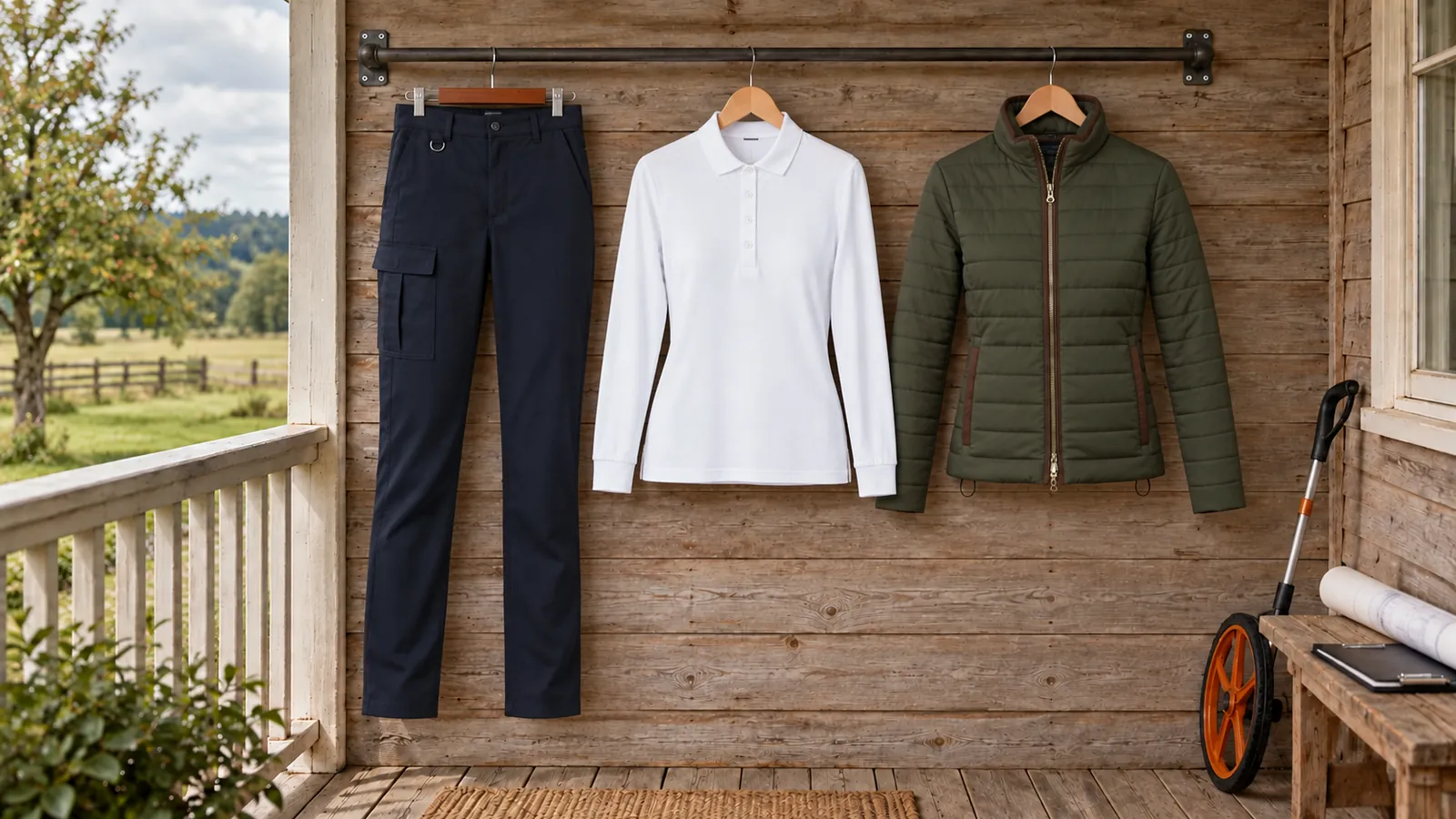 Damenausstattung: Nantes Cargo Trouser, Anna Premium Cotton Polo, Alma Premium Quilted Jacket.