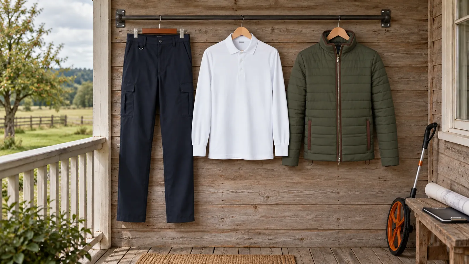 Herrenausstattung: Tours Cargo Trouser, Frederick Premium Cotton Polo, Orlando Premium Quilted Jacket.