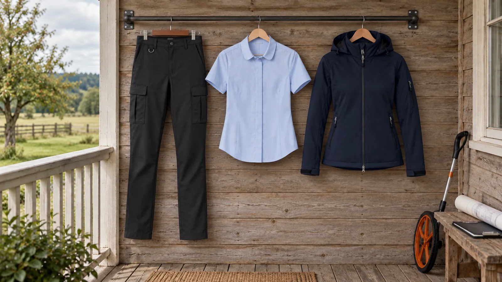 Damenausstattung: Nantes Cargo Trouser, Soave Blouse, Damen Softshelljacke.