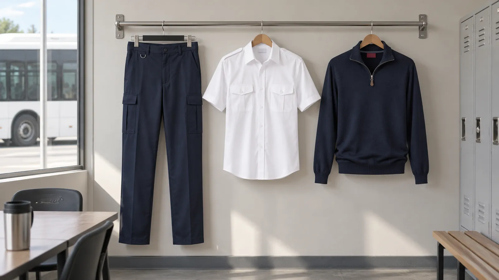 Herrenausstattung: Tours Cargo Trouser, Olympus Pilot Shirt, Dallas 1/4 zip Jumper.