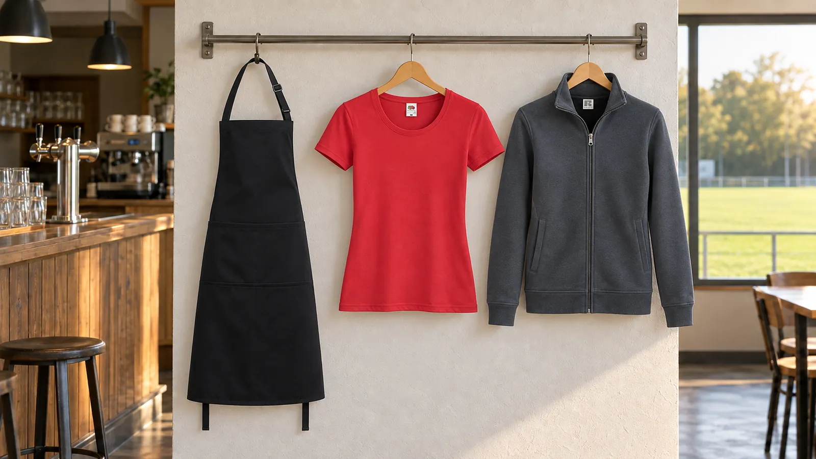 Damenausstattung: Latzschürze Basic mit Tasche und Schnalle, Ladies´ Valueweight T, Ladies´ Authentic Sweat Jacket.