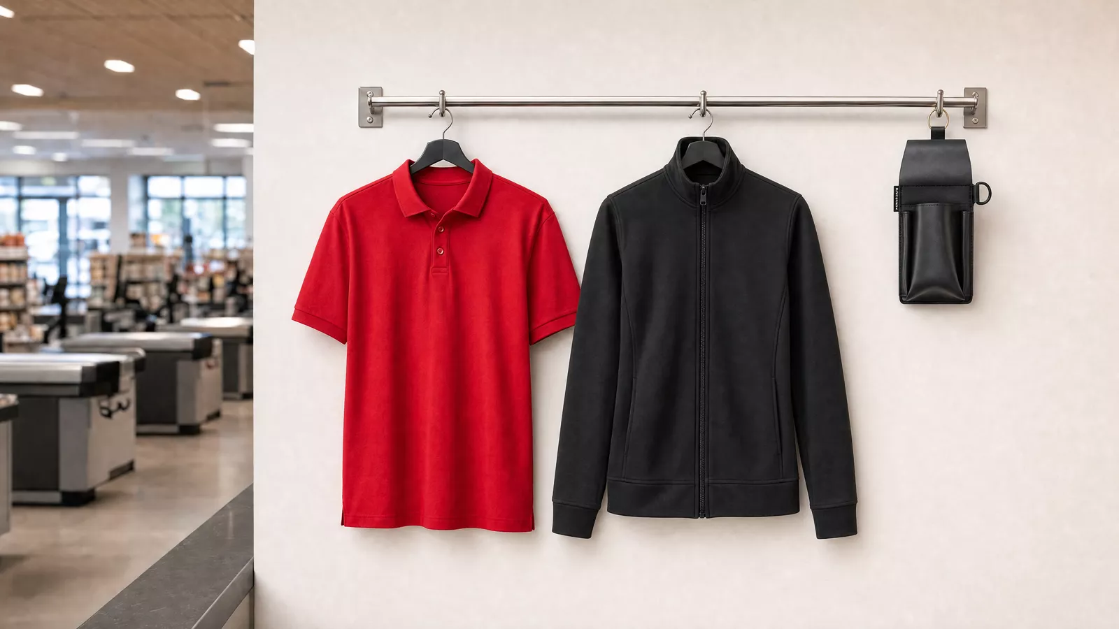 Damenausstattung: Damen Workwear Poloshirt Basic, Damen Workwear Sweatjacke Soft-Face, Kassierhalfter E-Geräte.